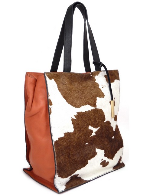 Терракотовая сумка-шопер с пони c принтом под корову INNUE